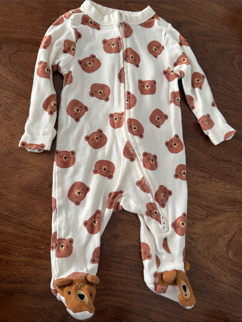 Old Navy White Footed One-Piece with Brown Bear Faces